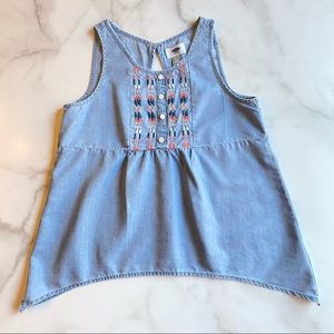 Girl’s Old Navy Chambray Embroidered Top